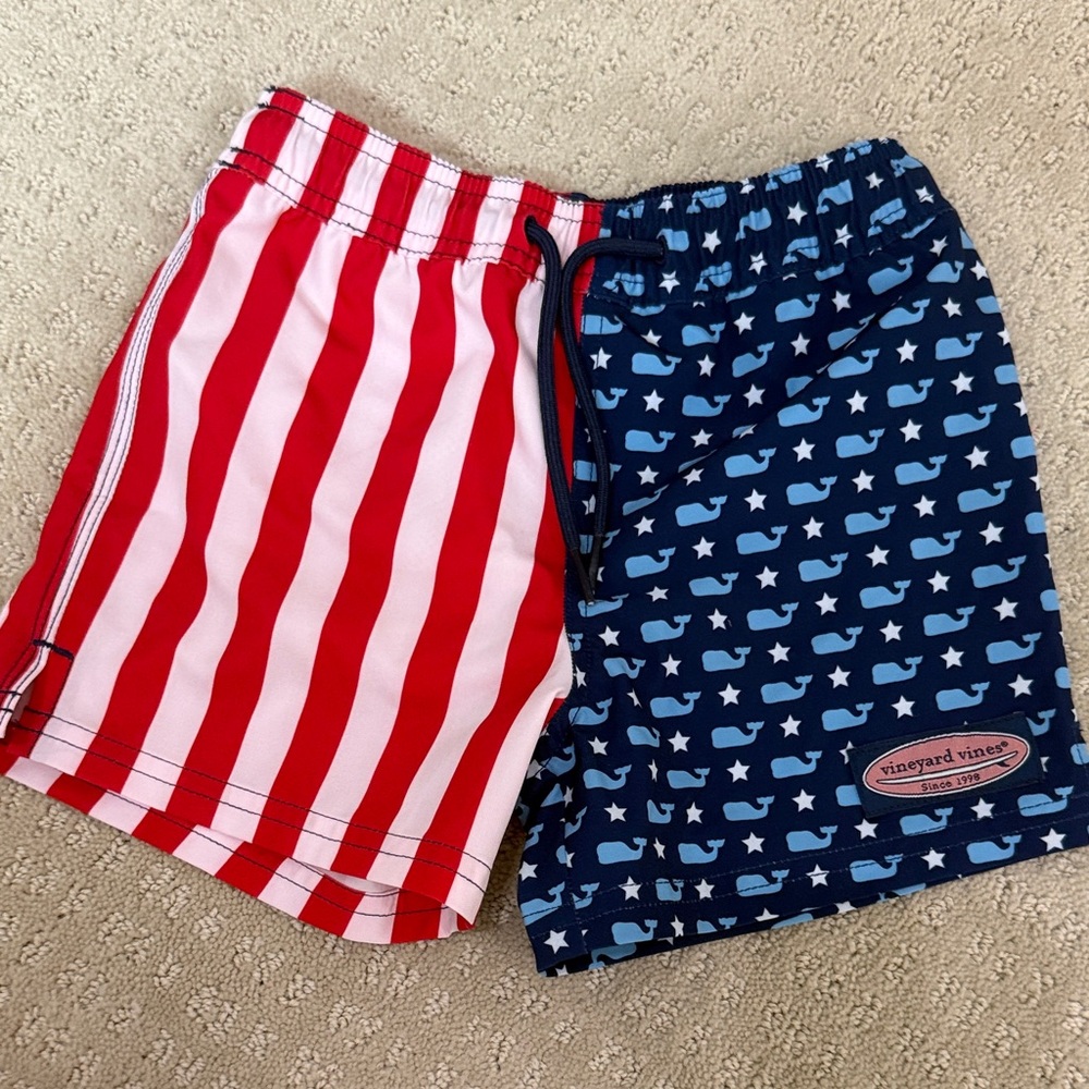 Vineyard Vines Red, White & Navy Toddler Swim Trunks
